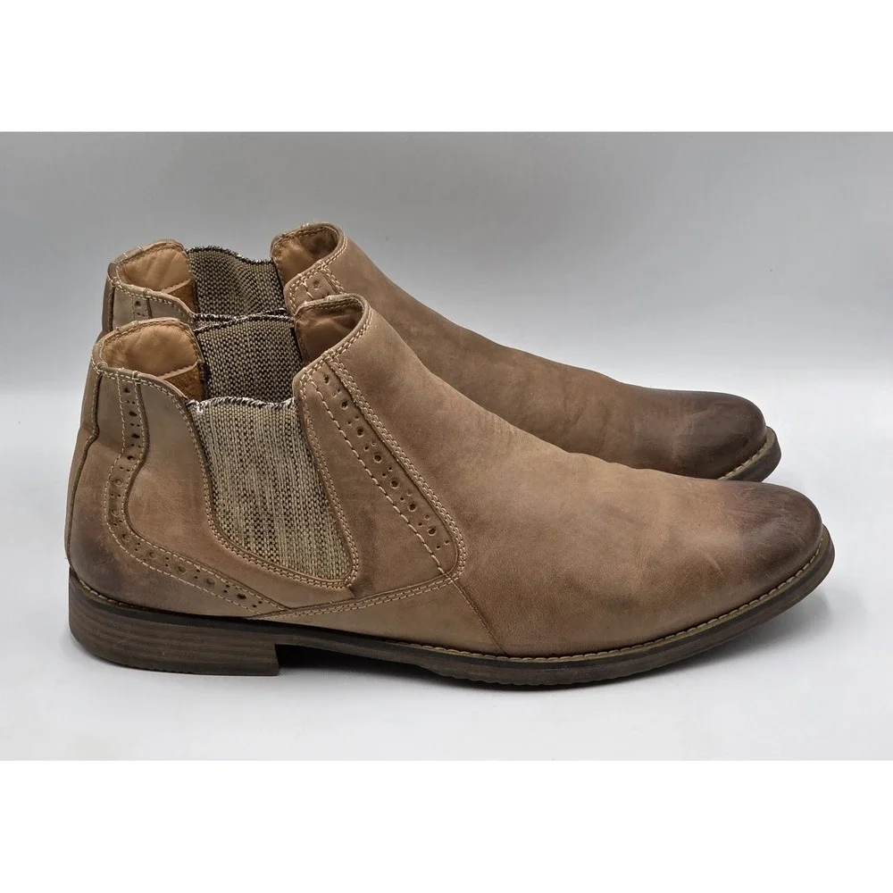 Steve Madden Paxton Chelsea Boots Mens 11.5 Distressed Brown Leather